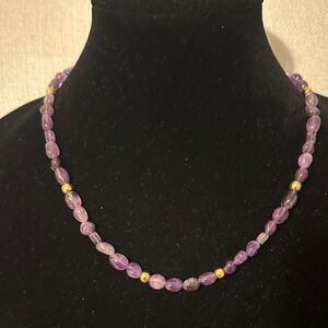 Amethyst Necklace with Gold Plated Accent Beads